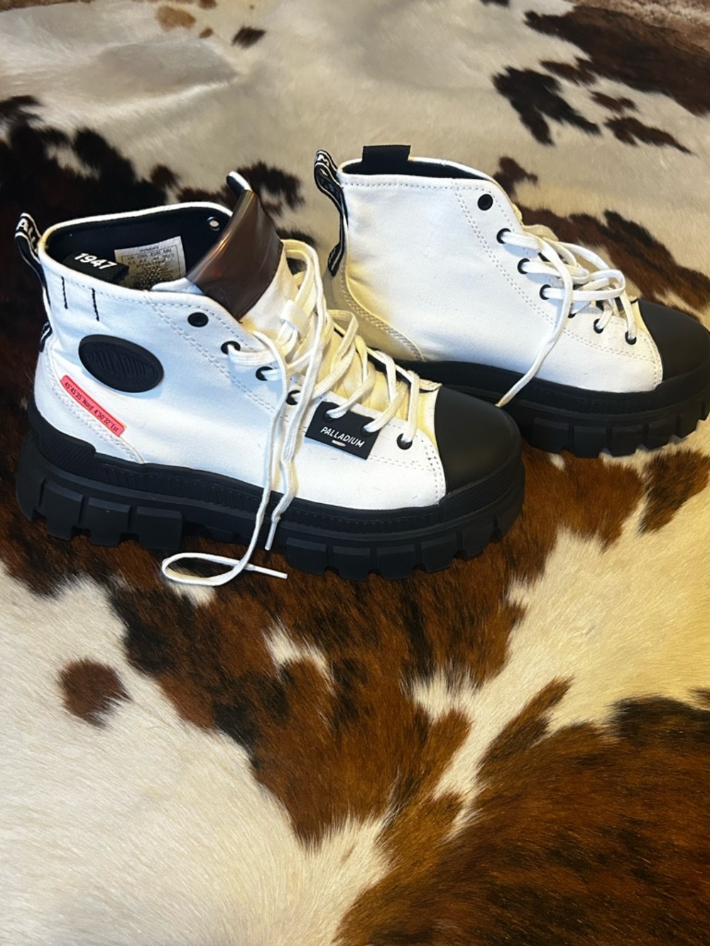 Palladium White and Black Platform Lace-Up Boots